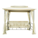 Dondolo Letto 3 Posti 255x175x250 cm con Copertura a Gazebo e Zanzariera Beige-1