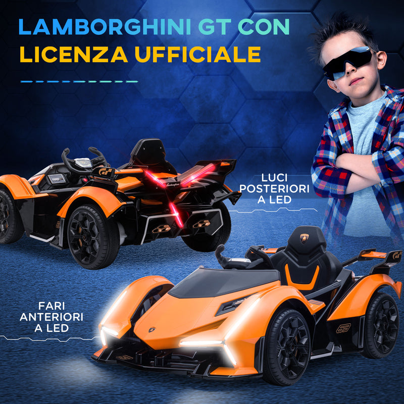 Macchina Elettrica per Bambini 12V con Licenza Lamborghini V12 Vision Gran Turismo Arancione-7