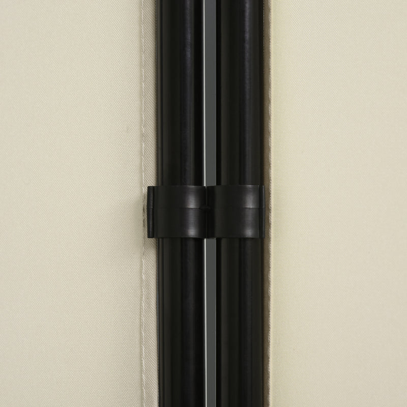 Paravento Separé da Interno a 3 Pannelli Pieghevole 253x50x182 cm in Metallo e Poliestere Beige-9