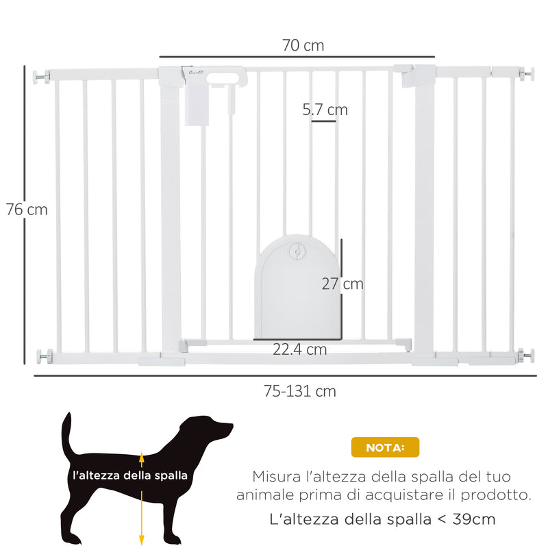 Cancelletto per Cani Estensibile con Porta a Chiusura Automatica 75-131x76  cm in Metallo e ABS Bianco – acquista su Giordano Shop