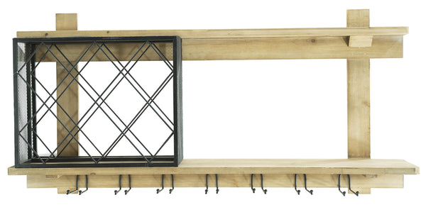 sconto Mensola con Portabicchieri e Portabottiglie 99x22x49 cm Uri in Legno