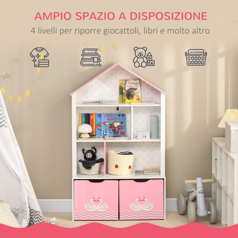 Scaffale Portagiochi per Bambini 78,5x34x127,5 cm con Ripiani Aperti e  Cassetti Rosa – acquista su Giordano Shop