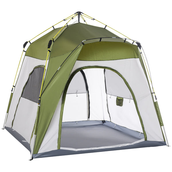 Tenda da Campeggio 2 Posti Pop Up 240x240x199 cm con Porta a Cerniera e 3 Finestre Verde prezzo