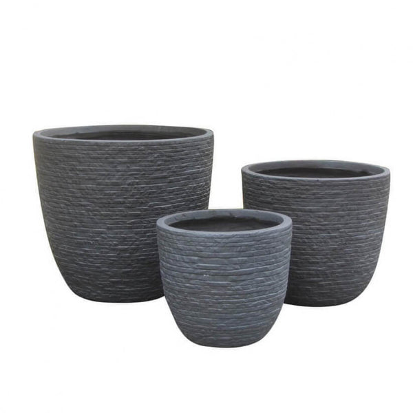 Set di 3 vasi Ciclamino in Fibra di argilla Grigio online