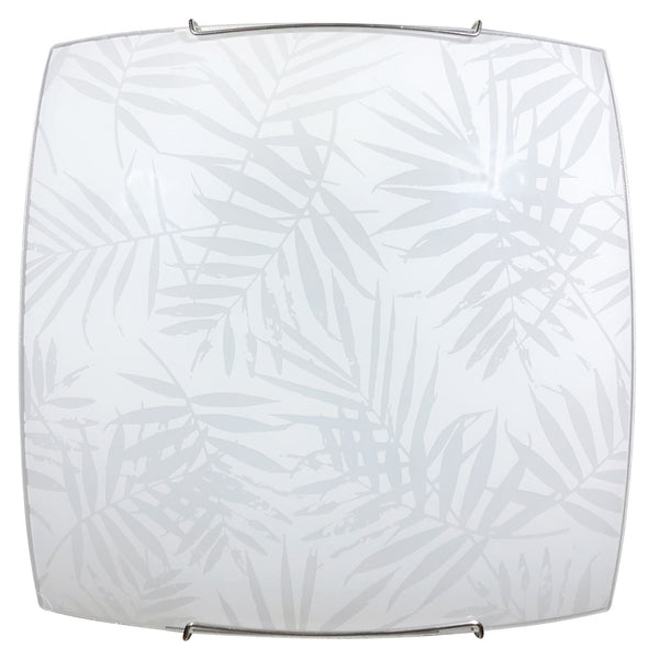 Plafoniera 2xE27 Ganci Cromo Vetro Lastra Bianco Decorato Foglie E-Energy Vanessa online