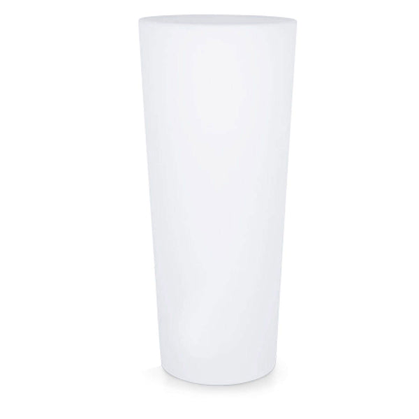 sconto Vaso Rotondo Luminoso da Giardino Solare Autoricaricabile 38x38x86 cm in Polietilene Sined Solar 86 Bianco