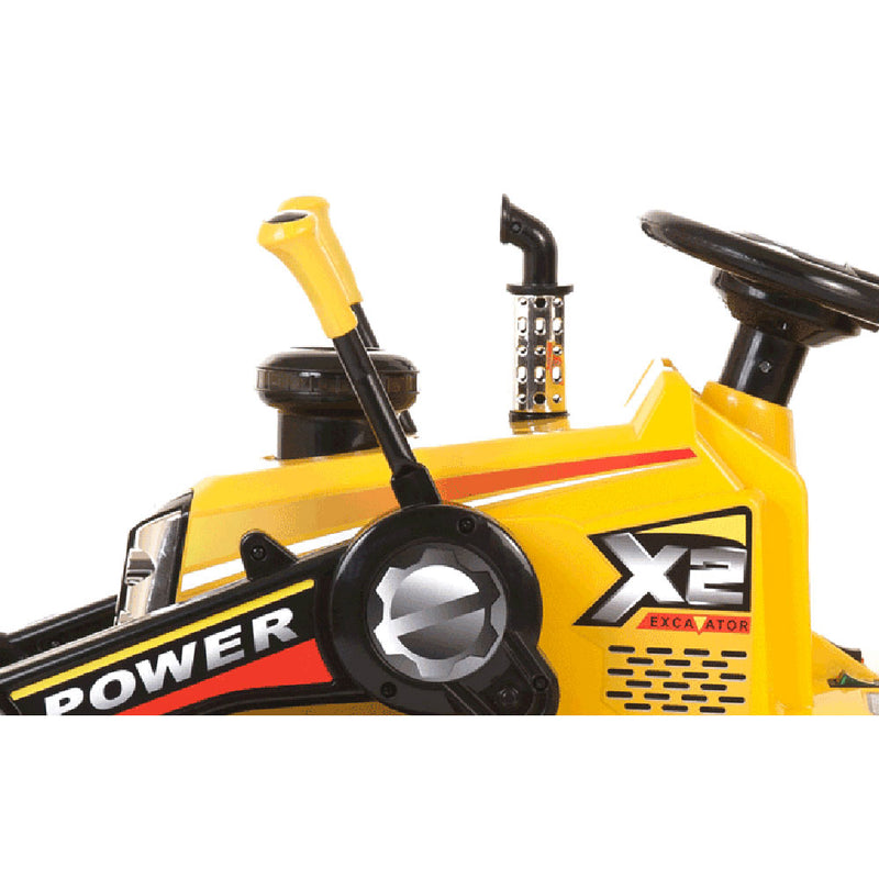 Trattore Elettrico per Bambini Ruspa con Pala Scavatrice 12V Giallo-10