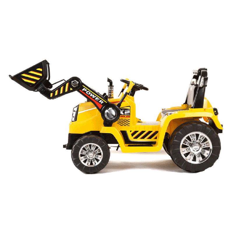 Trattore Elettrico per Bambini Ruspa con Pala Scavatrice 12V Giallo-3