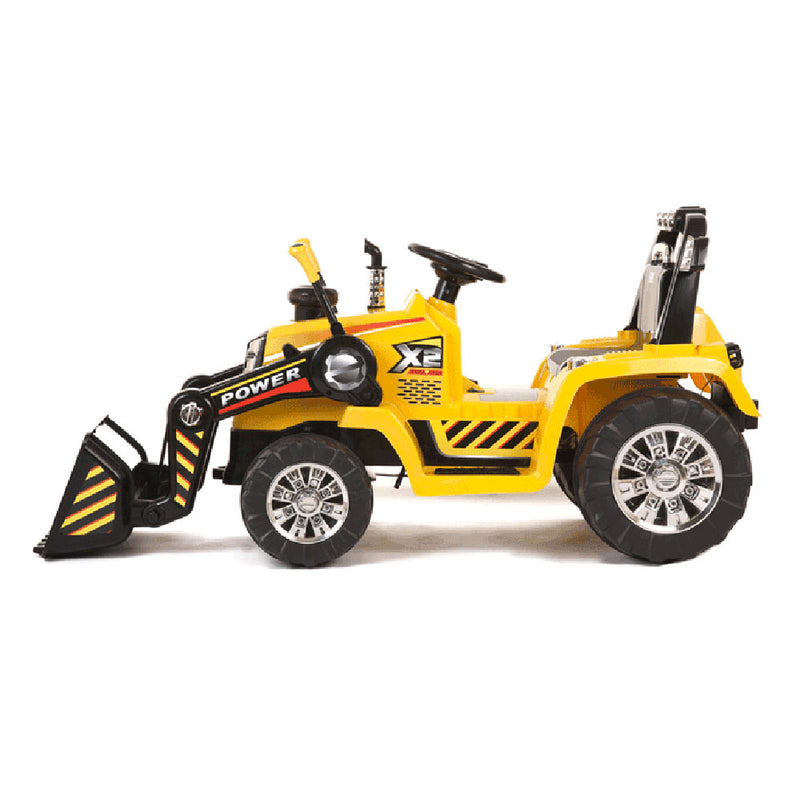 Trattore Elettrico per Bambini Ruspa con Pala Scavatrice 12V Giallo-7