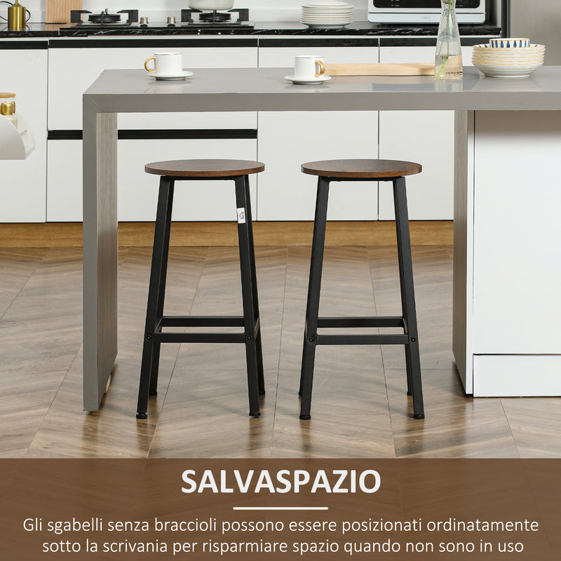 Set 2 Sgabelli da Cucina 32,5x32,5x65 cm in Truciolato e Acciaio Marrone –  acquista su Giordano Shop