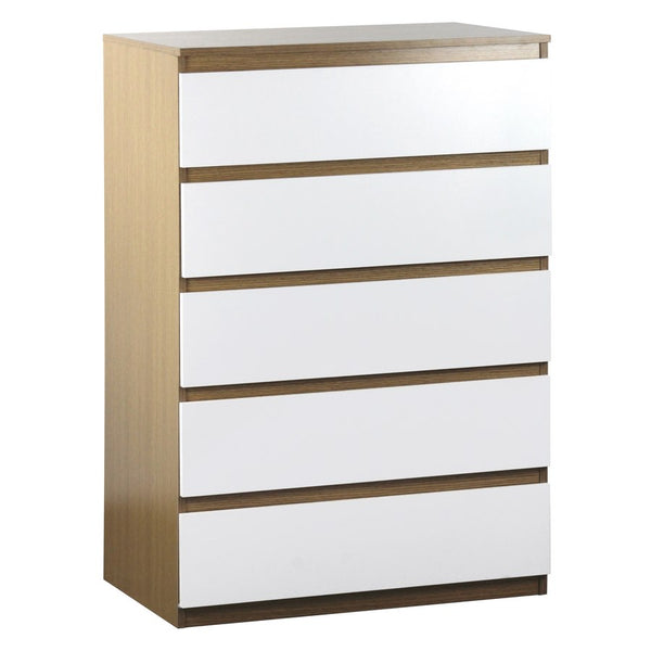 Cassettiera 5 Casetti 77x111x50 cm in Legno Rovere e Bianco Opaco acquista