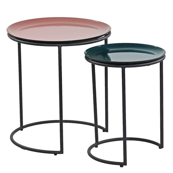 prezzo Set 2 Tavolini da Caffè in Metallo Rosa e Verde