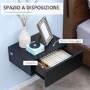Set 2 Comodini Sospesi 1 Cassetto 40x30x15 cm in Legno Truciolare Nero-5