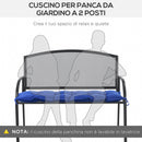 Cuscino per Panchina da Giardino 100x40 cm in Poliestere Blu-4