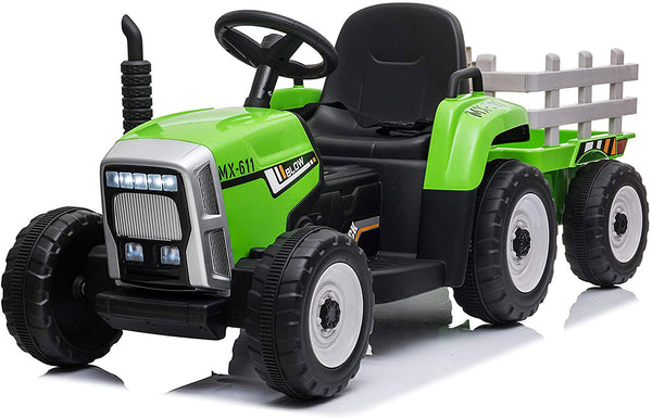 acquista Trattore Elettrico per Bambini 12V con Rimorchio Verde