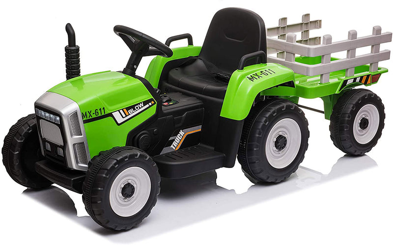 Trattore Elettrico per Bambini 12V con Rimorchio Happy Kids Verde-7