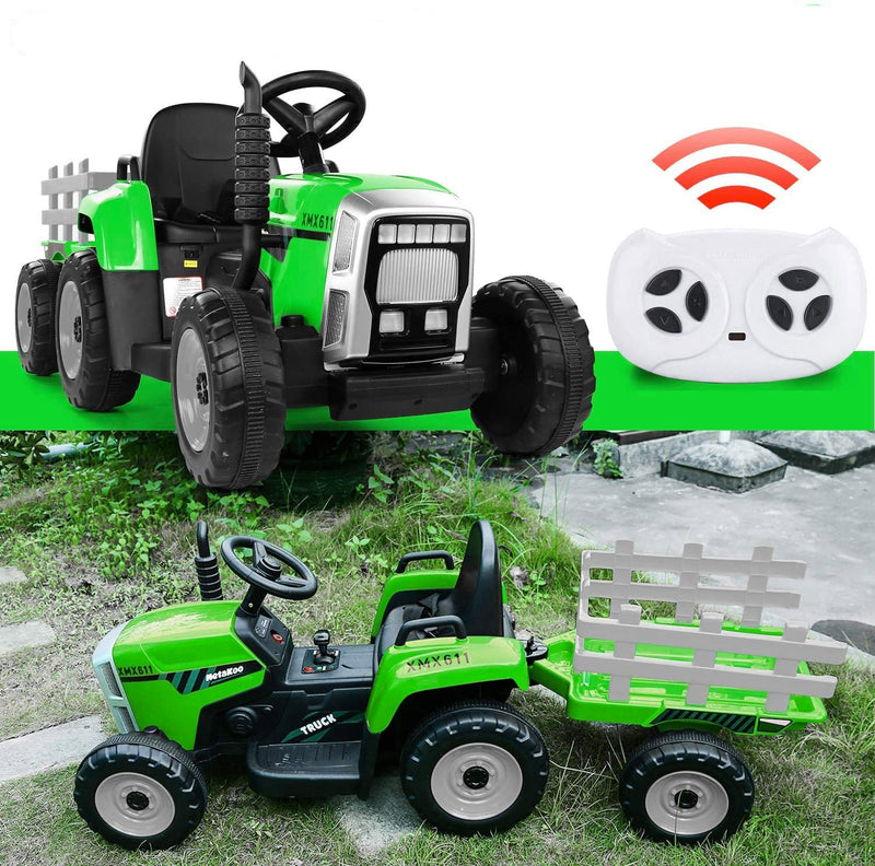 Trattore Elettrico per Bambini 12V con Rimorchio Happy Kids Verde-8