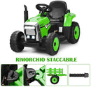 Trattore Elettrico per Bambini 12V con Rimorchio Happy Kids Verde-9