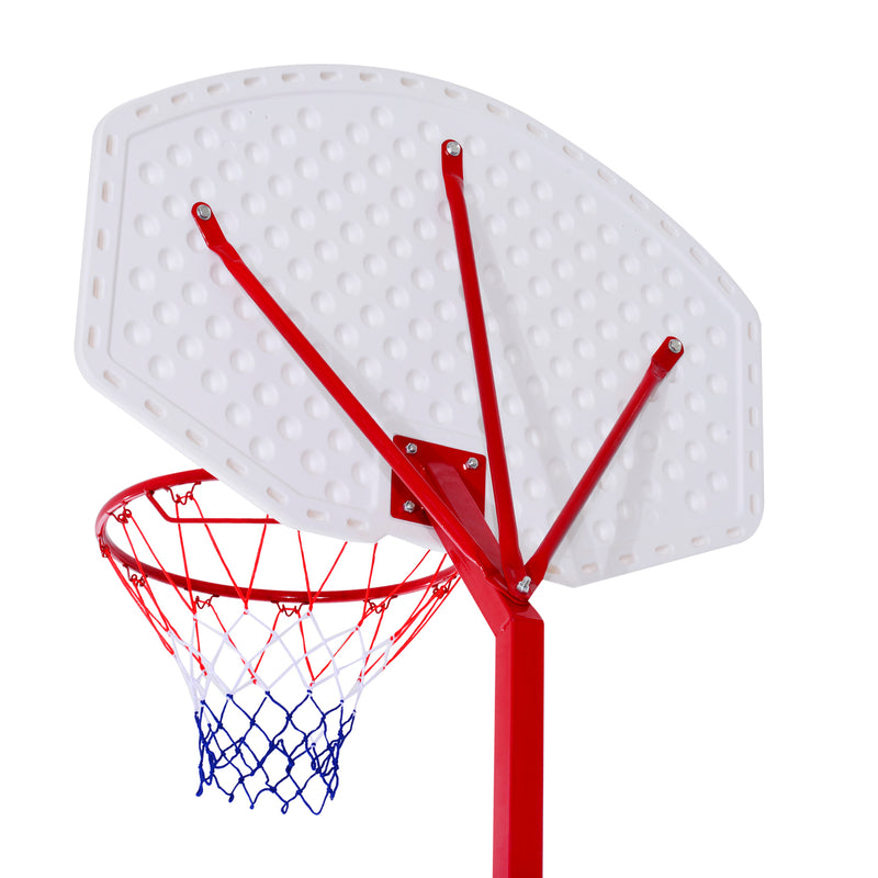 Canestro Basket Autoportante 210-260 cm Altezza Regolabile  e Ruote in Acciaio Rosso-9