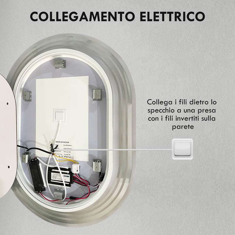 Specchio Bagno con LED 80x60 cm Antiappannamento e Interruttore Touch-8