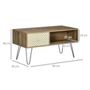 Tavolino da Caffè  90x45x46 cm con Ripiano Aperto e Cassetto in Truciolato e Metallo Marrone e Nero-3