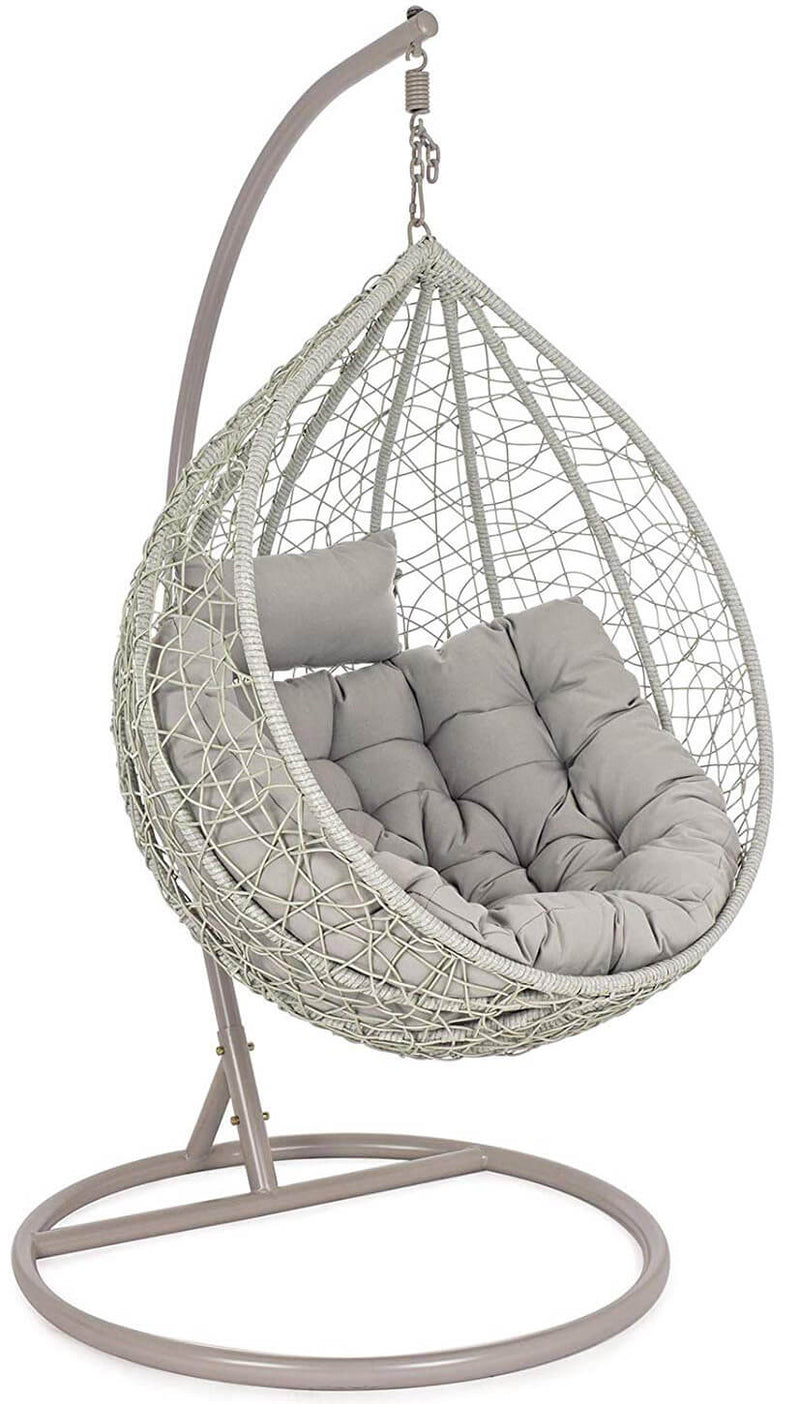 Amaca Dondolina da Giardino in Acciaio e Rattan Zaffiro Grigia-1