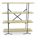 Scaffale 4 Ripiani 120x34x120 cm in Ferro e Legno Zen Nero-2