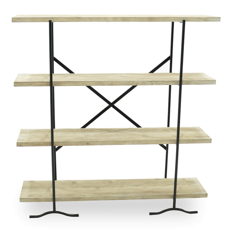 Scaffale 4 Ripiani 120x34x120 cm in Ferro e Legno Zen Nero-2