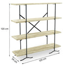 Scaffale 4 Ripiani 120x34x120 cm in Ferro e Legno Zen Nero-5