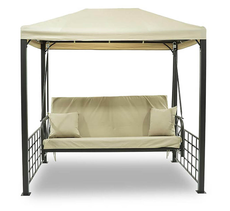 Dondolo Letto 3 Posti con Copertura a Gazebo Beige-2