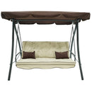 Dondolo Letto 3 Posti 202x115x170 cm in Acciaio e Poliestere Andromeda Marrone e Ecrù-1