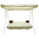 Dondolo Letto 3 Posti 202x115x170 cm in Acciaio e Poliestere Andromeda Ecrù-3