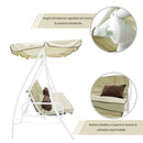 Dondolo Letto 3 Posti 202x115x170 cm in Acciaio e Poliestere Andromeda Ecrù-6