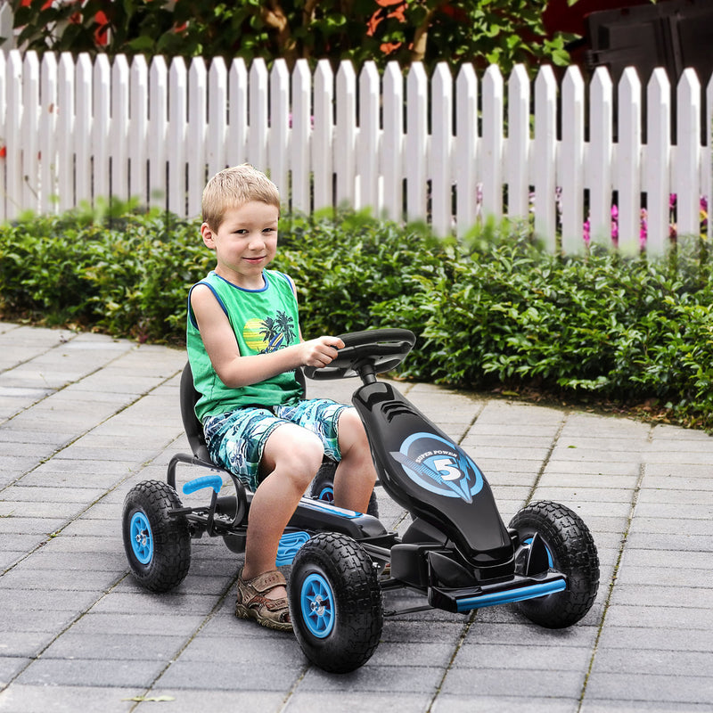 Go-Kart a Pedali per Bambini con Sedile Regolabile Blu-2