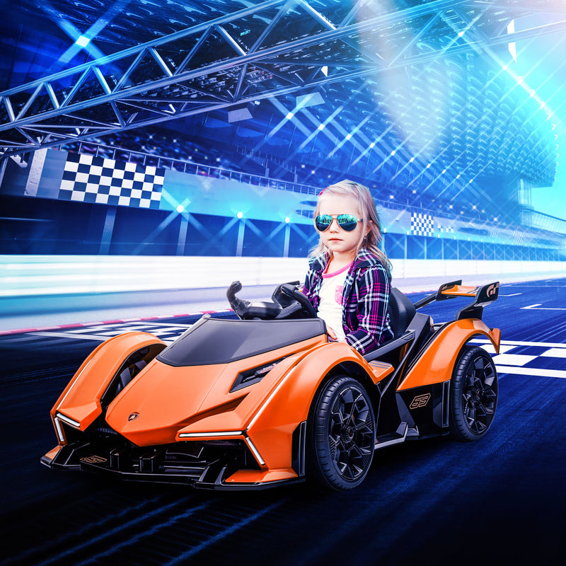 Macchina Elettrica per Bambini 12V con Licenza Lamborghini V12 Vision Gran Turismo Arancione-2
