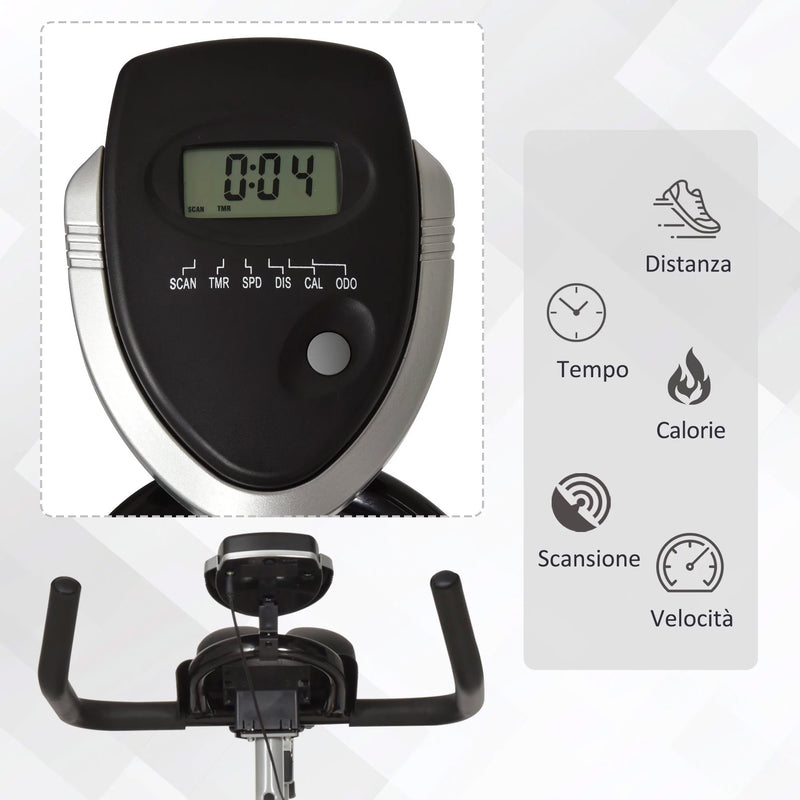 Cyclette per Allenamento Cardio Trainer con Monitor LCD   Nera-4