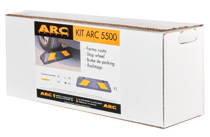 Set 2 Fermaruota Auto in Gomma Vulcanizzata 55x15x10 cm Arc Rubber ARC 5500 Kit-10