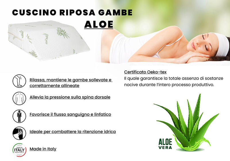 Cuscino Riposa Gambe Aloe Vera in Memory Foam Bianco-3