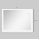 Specchio da Bagno 80x60x3 cm con LED 3 Colori Regolabili in Metallo e Vetro-3