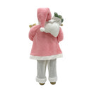 Babbo Natale Abito Rosa e Bianco H110 cm con Mini Lucciole e Suoni-4