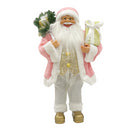 Babbo Natale Abito Rosa e Bianco H60 cm con Mini Lucciole e Suoni-1