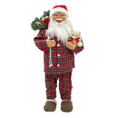 Babbo Natale Pigiama Rosso Scozzese H110 cm con Mini Lucciole e Suoni-1