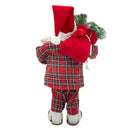 Babbo Natale Pigiama Rosso Scozzese H60 cm con Mini Lucciole e Suoni-3