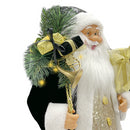 Babbo Natale Abito in Velluto H60 cm con Mini Lucciole e Suoni Nero e Oro-2