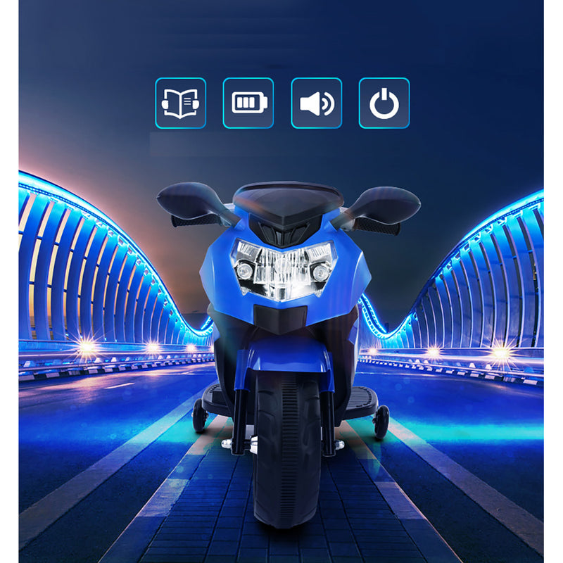 Moto Motocicletta Elettrica per Bambini 6V Kidfun Sportiva Blu-4