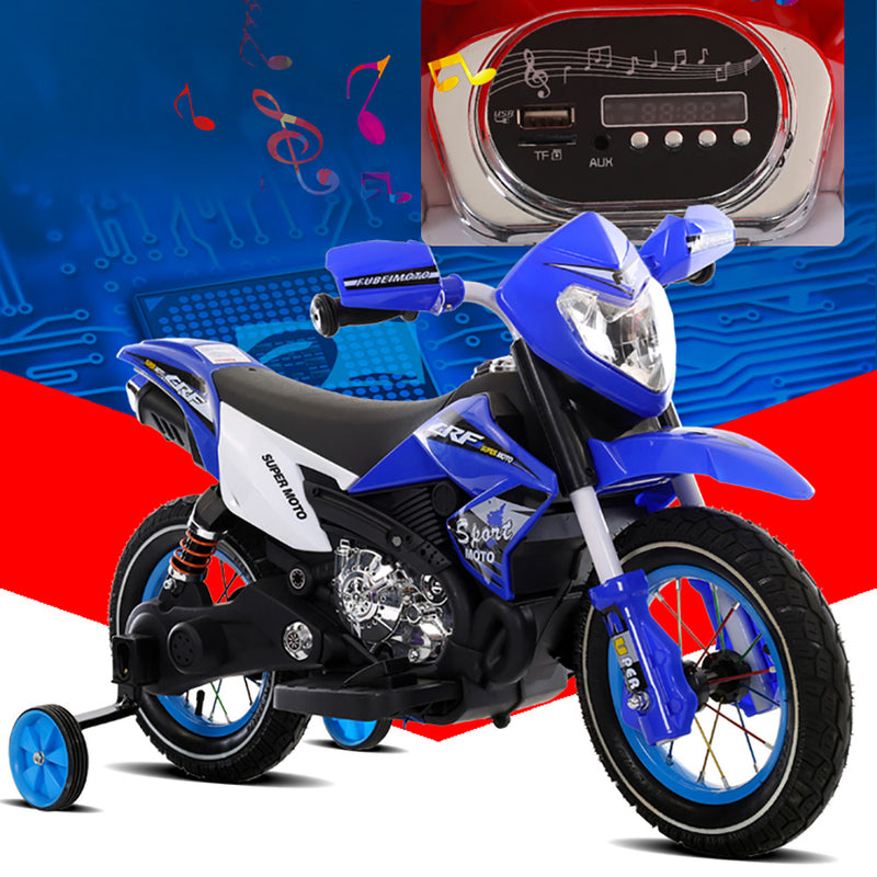 Moto Motocicletta Elettrica per Bambini 6V Kidfun Motocross Blu-2