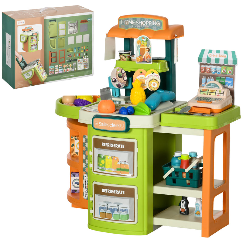 Supermercato Giocattolo per Bambini 52x29x61 cm con Cassa e Accessori Verde  e Arancione – acquista su Giordano Shop