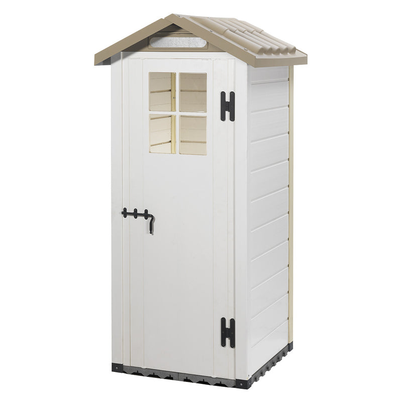 Casetta Box Ripostiglio Capanno in Pvc per Attrezzi 82,5X82,5X215Cm Tuscany New Evo 80 Beige-1