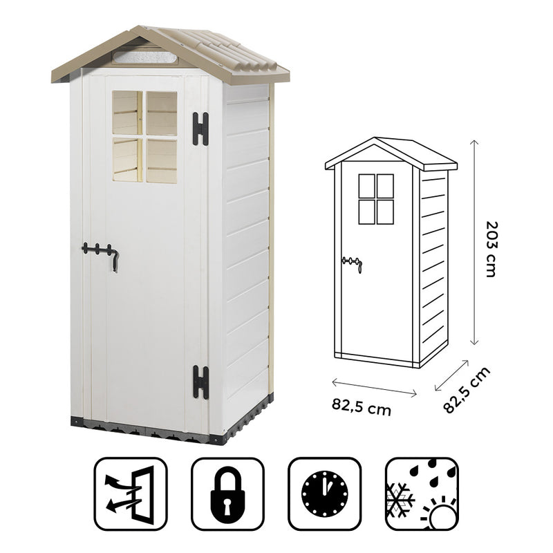 Casetta Box Ripostiglio Capanno in Pvc per Attrezzi 82,5X82,5X215Cm Tuscany New Evo 80 Beige-7