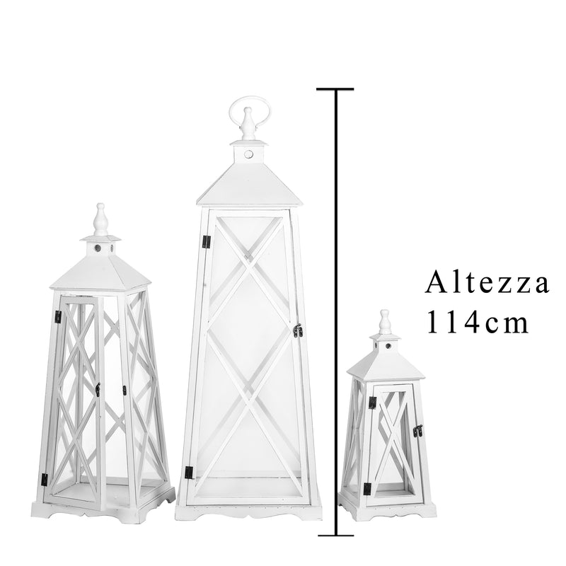 Set 3 Lanterne in Legno H 112 cm-2